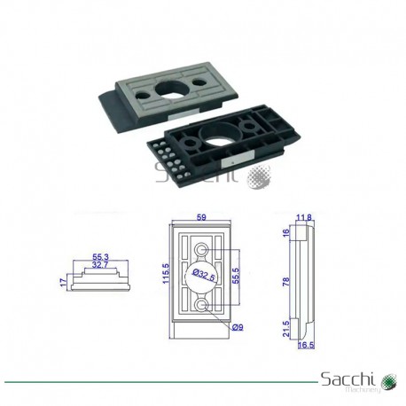 Taco / Zapata / Pastilla / 115*59*19mm Almohadilla de cadena transportadora
